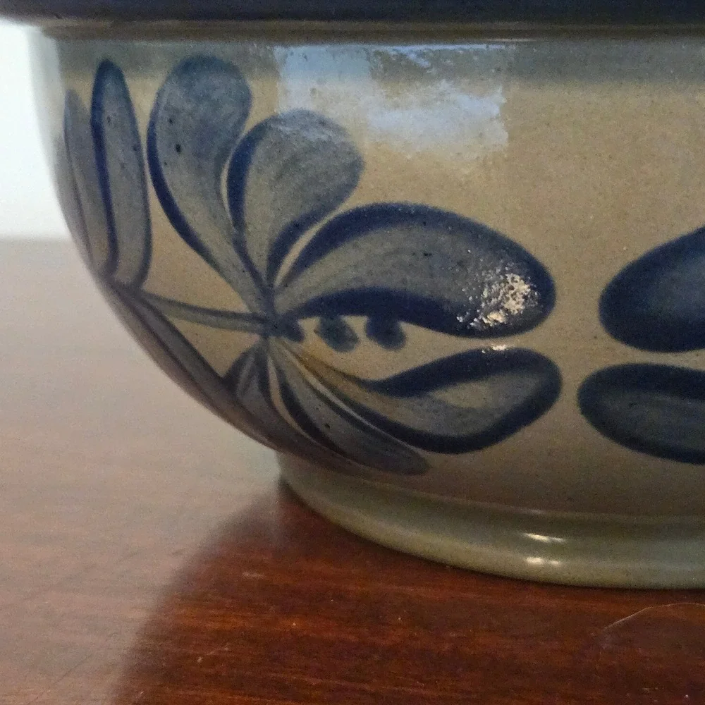 Beaumont Brothers Pottery BBP 1997 Hand Painted Cobalt Blue Stoneware Salt Glaze